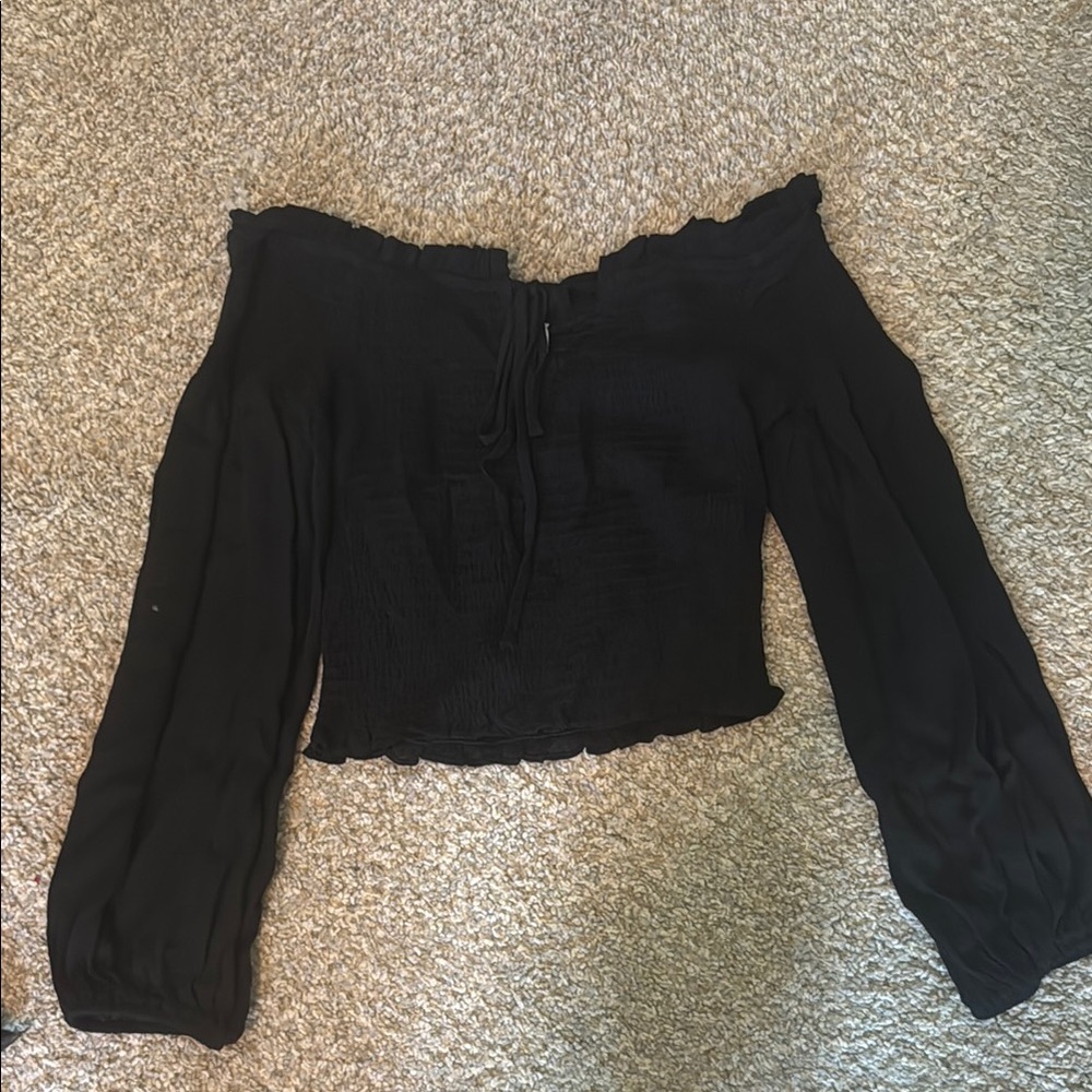 Mahina Black Off-Shoulder Women's Top